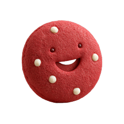 Personaggio biscotto rosso felice - Icona alimentare 3D carina