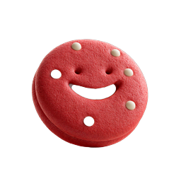 Happy Red Cookie Character Icon - Cute 3D Clay Dessert
