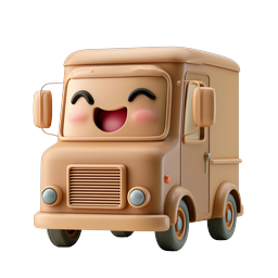 Happy Delivery Truck Icon - Cute 3D Clay Style