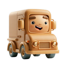 Happy Delivery Truck 3D Cartoon Icon - Cute Shipping Mascot
