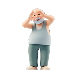 Happy Elderly Man 3D Clay Character Icon