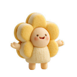 Adorable Happy Flower Character - Cute Clay-Style Mascot