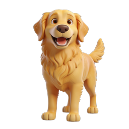 Happy Golden Dog 3D Icon - Cute Pet Illustration