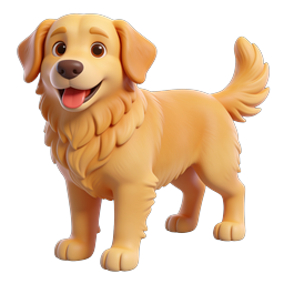 Happy Golden Retriever Dog Icon - Cute 3D Pet Illustration