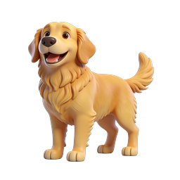 Happy Golden Retriever Dog 3D Icon