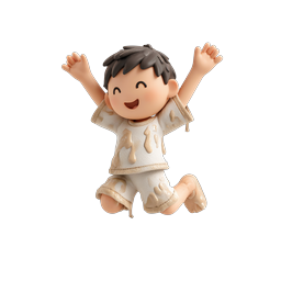 Happy Jumping Boy 3D Character Icon