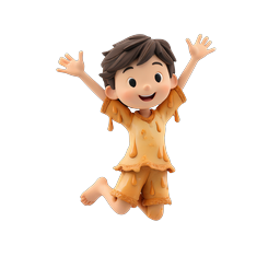 Happy Jumping Boy 3D Icon - Joyful Clay Style Character
