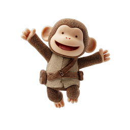 Happy Jumping Monkey 3D Character Icon