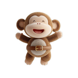 Happy Monkey Icon - Cute Plush Character for Playful Themes
