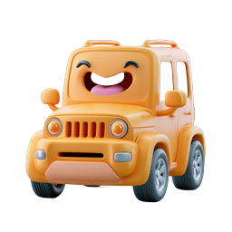 Happy Orange SUV Cartoon Car Icon - 3D Clay Style