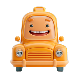 Cheerful Orange Taxi Cab Character Icon - Clay 3D Style