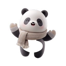 Adorable Happy Panda Waving Icon | Cute 3D Character