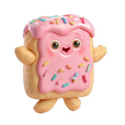 Happy Pink Pastry Character Icon - Cute 3D Dessert Mascot