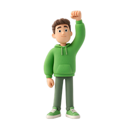 Cheerful Person Icon with Raised Fist