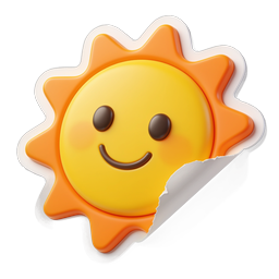 Happy Sun Sticker Icon - 3D Clay Style