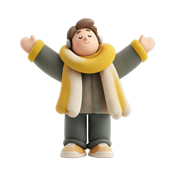 Icône personnage hiver heureux avec casque - clay 3D