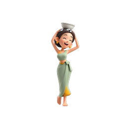 Joyful Woman Water Dance 3D Icon - Cultural Celebration