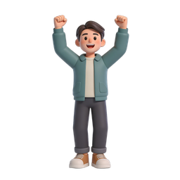 Happy Young Man Celebration Icon for Positive Vibes