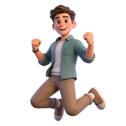 Happy Young Man Jumping Icon for Engagement