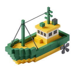 Stylized Fishing Boat Icon for Unique Transport Themes
