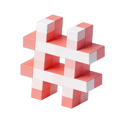 Hashtag Block Icon - 3D Isometric Social Media Symbol