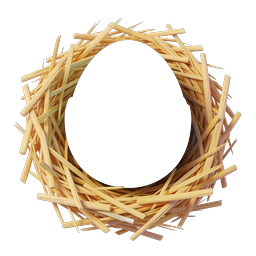 Hatching Blue Egg in Straw Nest - Realistic 3D Icon