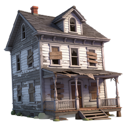 Ícone de casa mal-assombrada abandonada – renderizado em 3D assustador