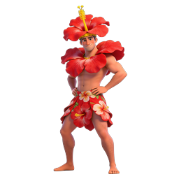 夏威夷木槿花男子 3D 卡通角色图标