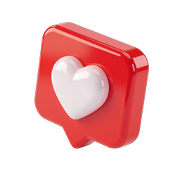 Icona 3D nuvoletta chat a cuore - Simbolo di messaggio d'amore