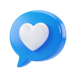 3D Heart Chat Bubble Icon - Love Message Symbol