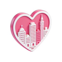 Heart City Skyline Icon - Romantic Urban Love Symbol