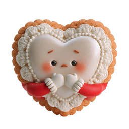 Simpatico Personaggio Biscotto a Cuore - Icona in Stile Argilla 3D