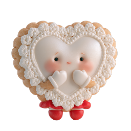 Cute Heart Cookie Character - 3D Valentine's Day Icon