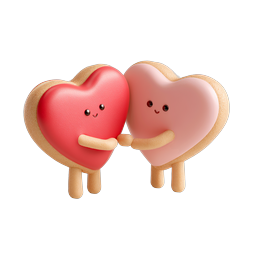 Heart Cookie Couple Hugging - Kawaii Clay Icon