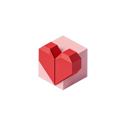 3D Herz-Würfel-Icon - Geometrisches Design für ein Liebessymbol
