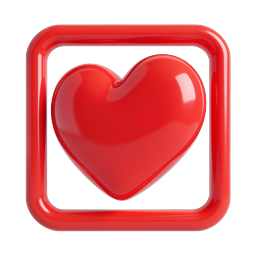 Glossy Red Heart Favorite Icon - 3D Rendered