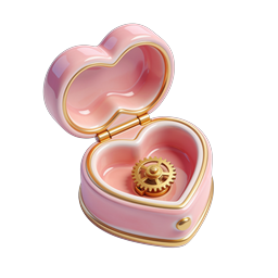 Icône de boîte à musique cœur rose - Design 3D romantique
