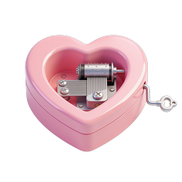 Pink Heart Music Box Icon - Romantic 3D Render