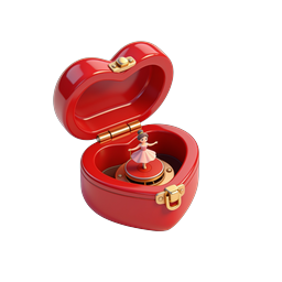 Red Heart-Shaped Music Box with Ballerina Figurine Icon