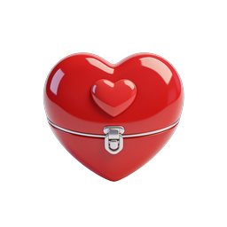 Red Heart-Shaped Box Icon | Romantic 3D Jewelry Box
