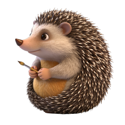 可愛いハリネズミ芸術家 3Dアイコン - 愛らしい動物のペインティング