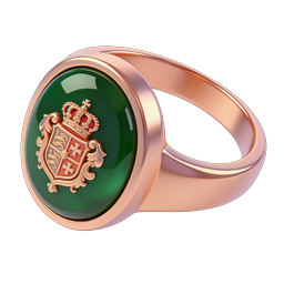 Luxury Heraldic Crest Ring with Green Gemstone