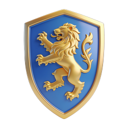 Golden Lion Heraldic Shield Icon - 3D Royal Emblem