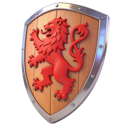 Heraldic Shield with Rampant Lion - Medieval Crest Icon