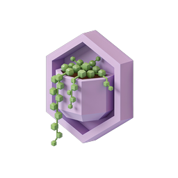 Isometric Hexagonal Planter Icon with Cascading Greenery