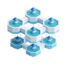 Hexagonal Pool Pavilions Isometric 3D Icon