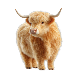 Highland Cattle Icon - Fluffy Scottish Cow Illustration