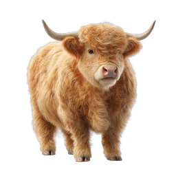 Highland Cattle Icon - Realistic Fluffy Cow Illustration