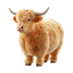 Highland Cow Realistic 3D Icon | Shaggy Cattle