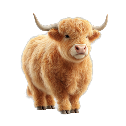 Fluffy Highland Cow Icon - Scottish Cattle Illustration